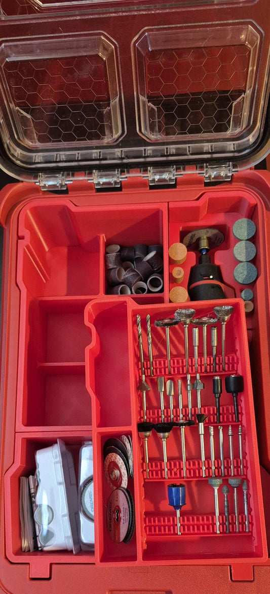 Milwaukee M12 Rotary Tool Kit without Dremel Accessories - Grinder Set, Custom Tool Organizer Case - Optional Milwaukee Packout Integration