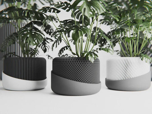 Japandi Self Watering Planter Pot Set of 3 | Modern Minimalist Plant Pot Bundle | Sand Sage Charcoal Colors | Plant Lover Gift Set