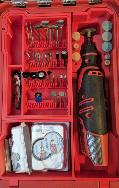 Milwaukee M12 Rotary Tool Kit without Dremel Accessories - Grinder Set, Custom Tool Organizer Case - Optional Milwaukee Packout Integration
