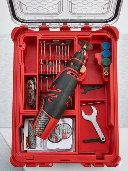 Milwaukee M12 Rotary Tool Kit without Dremel Accessories - Grinder Set, Custom Tool Organizer Case - Optional Milwaukee Packout Integration