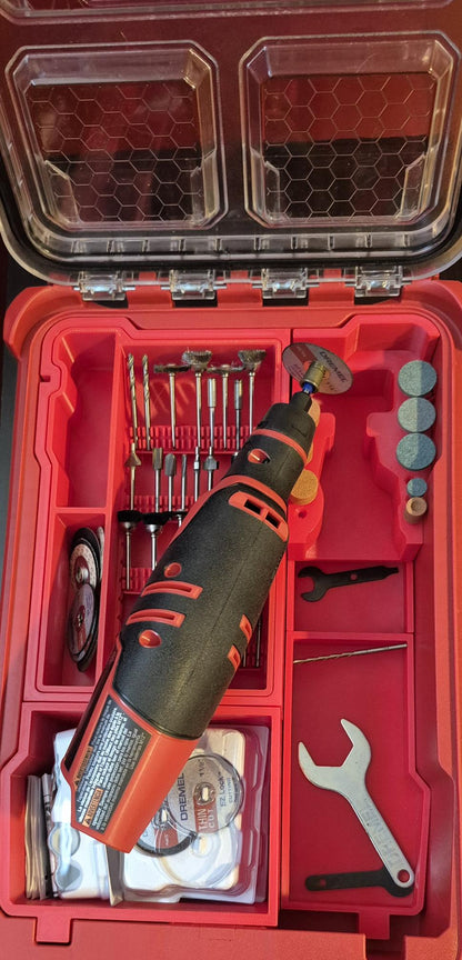 Milwaukee M12 Rotary Tool Kit without Dremel Accessories - Grinder Set, Custom Tool Organizer Case - Optional Milwaukee Packout Integration