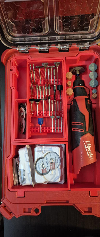 Milwaukee M12 Rotary Tool Kit without Dremel Accessories - Grinder Set, Custom Tool Organizer Case - Optional Milwaukee Packout Integration