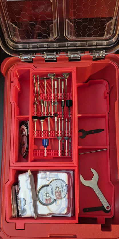 Milwaukee M12 Rotary Tool Kit without Dremel Accessories - Grinder Set, Custom Tool Organizer Case - Optional Milwaukee Packout Integration