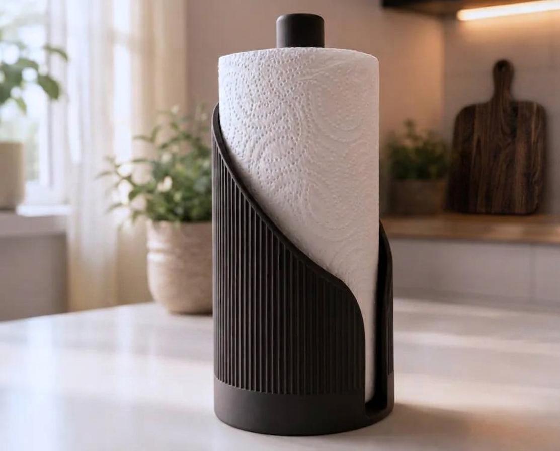 Japandi Paper Towel Holder | Minimalist Kitchen Roll Stand | Modern Countertop Organizer